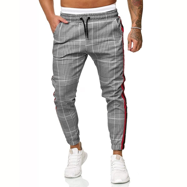 

Men Plaid Side Stripe Drawstring Waist Joggers, Multicolor