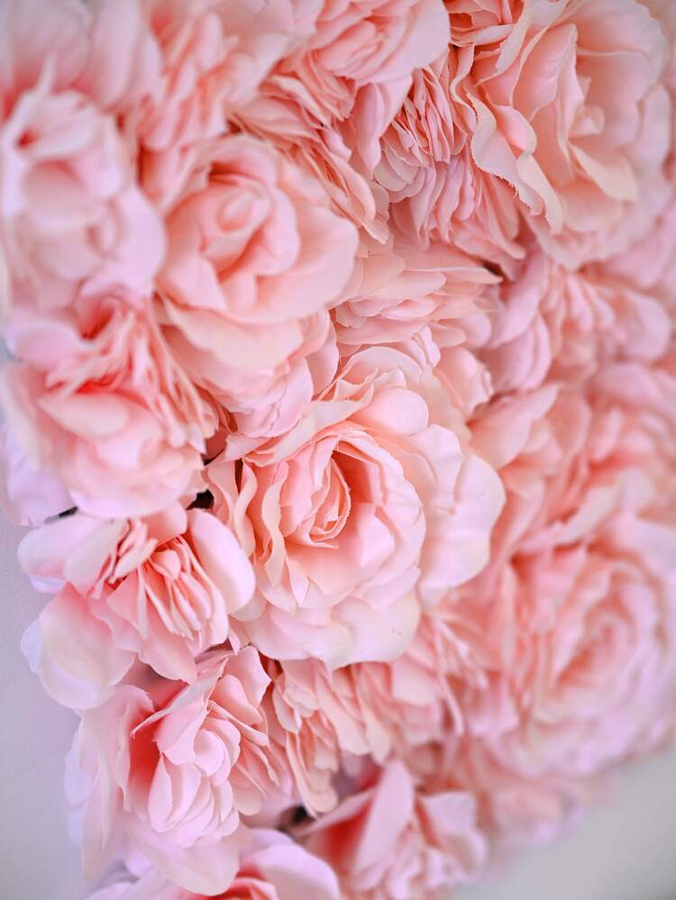 1pc 30*40cm Silk Cloth Artificial Flower Wall, For Indoor/Outdoor Decoration, Living Room Bedroom Dining Room Wall Decor, Wedding Backdrop - Pink - View 2