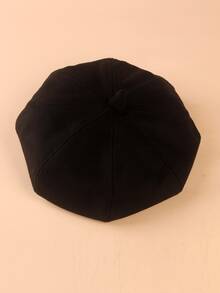兒童素色貝雷帽 - 黑色 - 查看 4