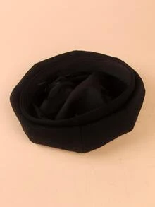 兒童素色貝雷帽 - 黑色 - 查看 5