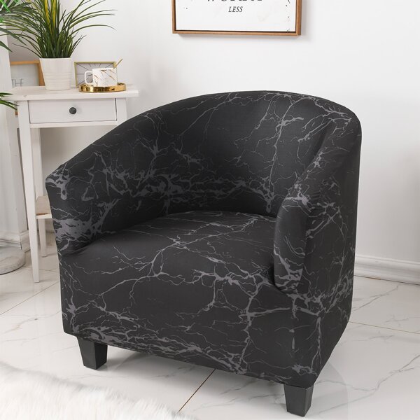 

Marble Pattern Stretchy Sofa Cover, Black