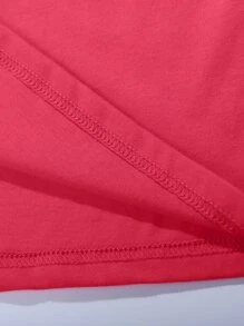 SHEIN LUNE 字母和心形印花 T 恤 图案 T 恤 女士上衣 - 西瓜粉 - 查看 4