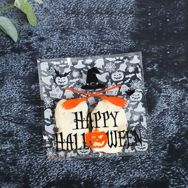 

100pcs Halloween Biscuit Bag, Multicolor