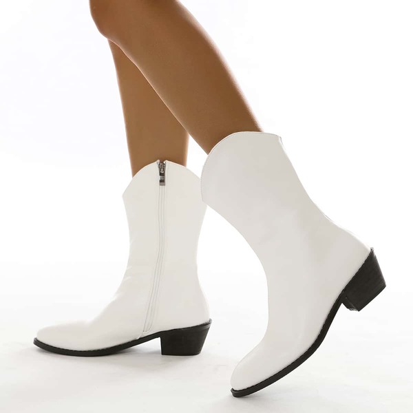 

Side Zip Chunky Booties, White