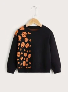 Toddler Boys Halloween Pumpkin Pattern Jumper - Black - View 1