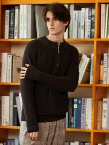 Manfinity 男士素色插肩袖套頭毛衣 - 巧克力棕 - 查看 3