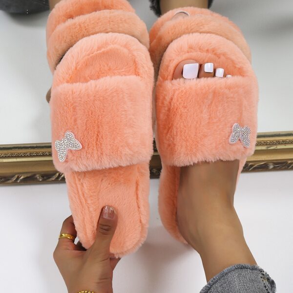 

Rhinestone & Butterfly Decor Bedroom Slippers, Orange