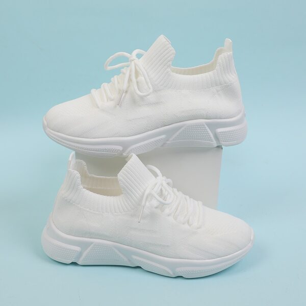 

Geo Graphic Lace-up Knit Running Shoes, White