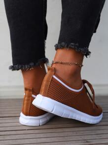 女士棕色極簡打結跑步鞋適用於路跑步 - 棕色 - 查看 2