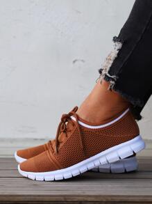 女士棕色極簡打結跑步鞋適用於路跑步 - 棕色 - 查看 4