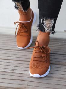 女士棕色極簡打結跑步鞋適用於路跑步 - 棕色 - 查看 6