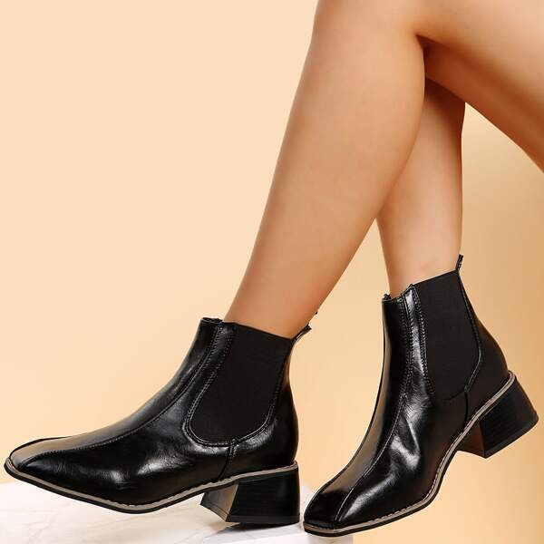 

Minimalist Slip On Chunky Chelsea Boots, Black