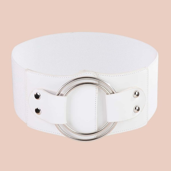 

Round Buckle Belt, White