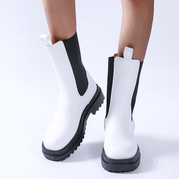 

Two Tone Platform Chelsea Boots, Black and white
