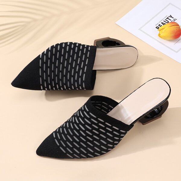 

Knit Sculptural Heeled Pumps, Black