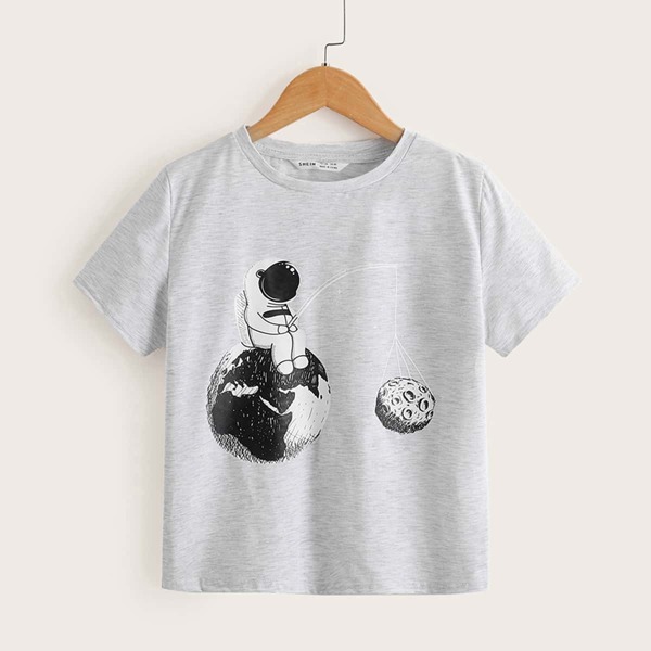 

Boys Astronaut Print Top, Light grey