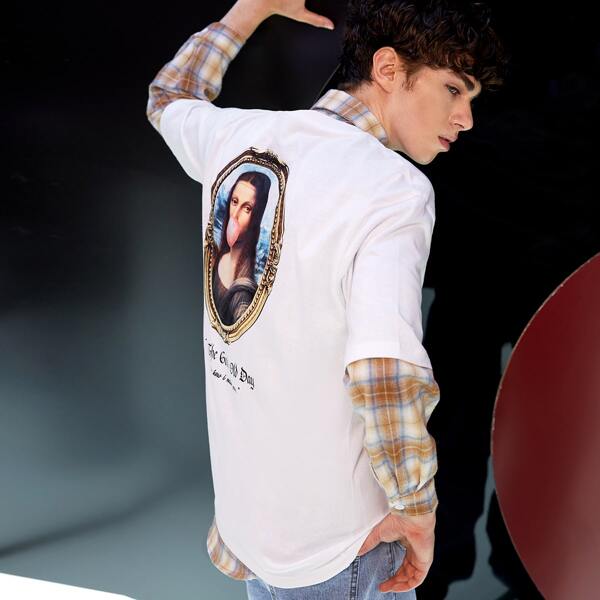 

Men Figure & Letter Graphic Tee Without Blouse, White