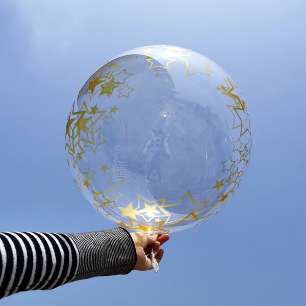 

2pcs Star Print Decoration Balloon, Gold