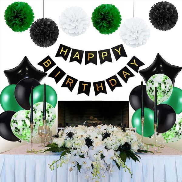 

24pcs Birthday Decorative Balloon Set, Dark green