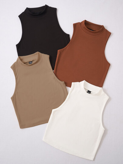 Chiquease 4pcs Solid Tank Top