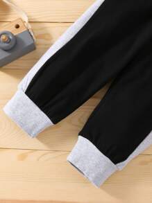 Baby Boy Letter Graphic Colorblock Sweatshirt With Sweatpants - Multicolor - View 4