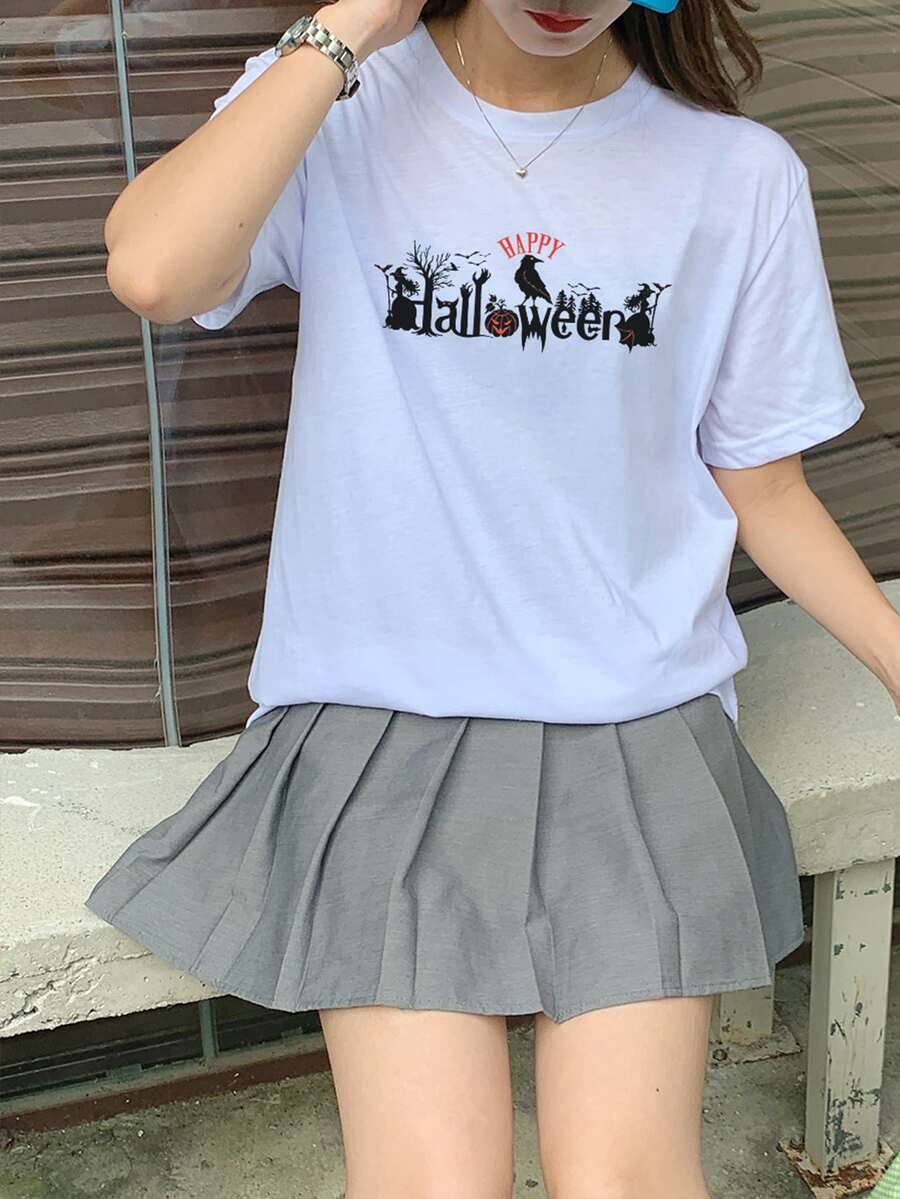 Halloween Graphic T-Shirt - White - View 1