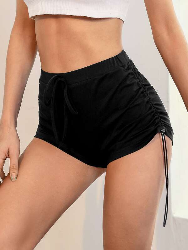 SHEIN EZwear شورت معقود جانبي مكشكش