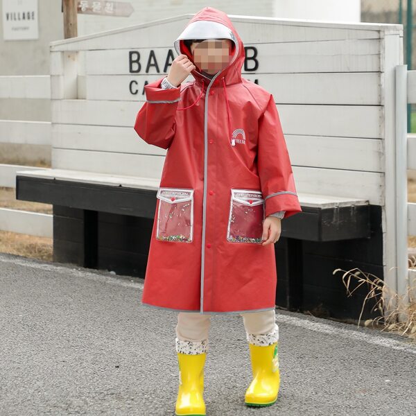 

Kids Letter Graphic Hooded Raincoat, Red