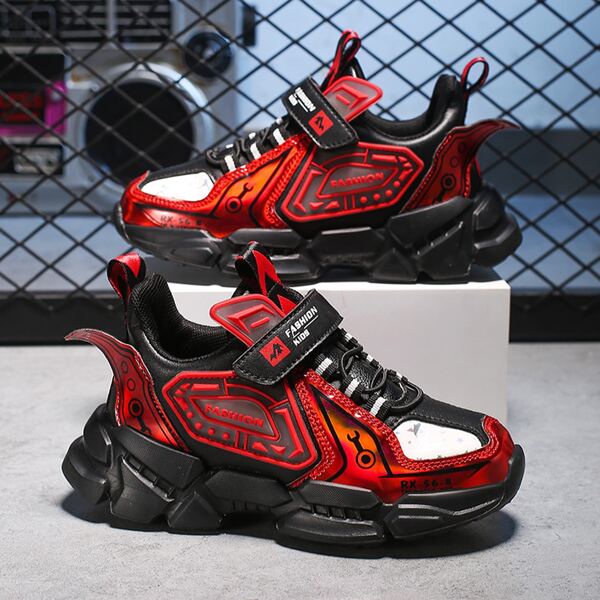 

Boys Colorblock Letter Graphic Chunky Sneakers, Red