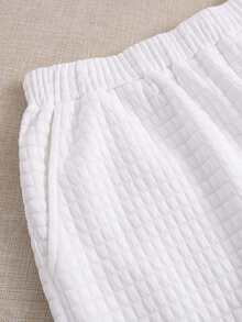 Top tank con textura unicolor con pantalones - Blanco - Ver 3