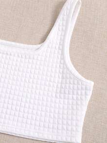 Top tank con textura unicolor con pantalones - Blanco - Ver 5