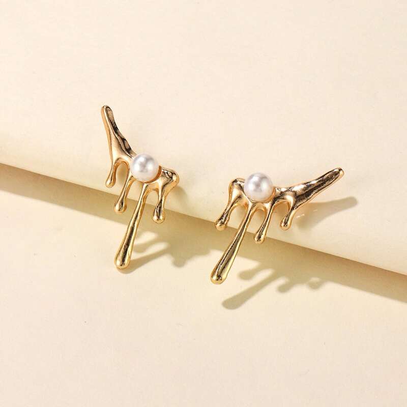 

Faux Pearl Decor Stud Earrings, Gold
