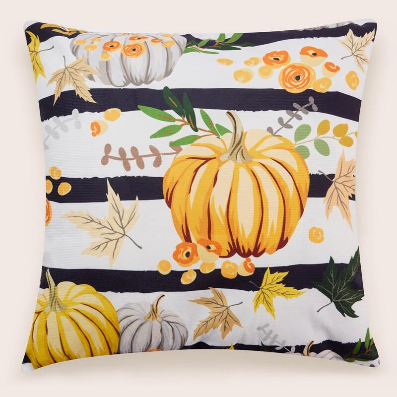 

Pumpkin Print Cushion Cover Without Filler, Multicolor