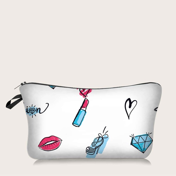 

Cosmetics Painted Zipper Makeup Bag, Blue