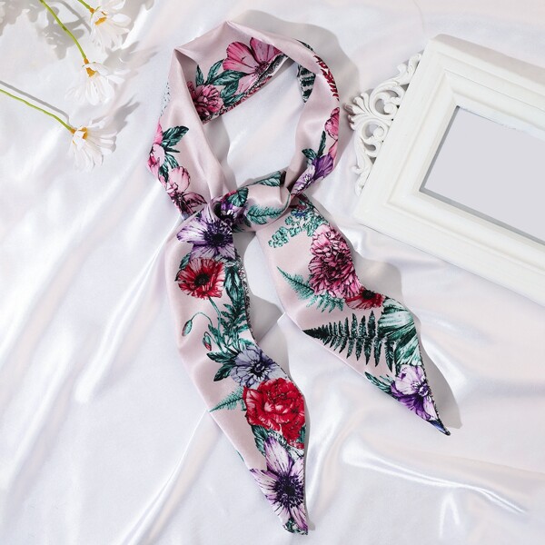 

Flower Print Twilly Scarf, Multicolor