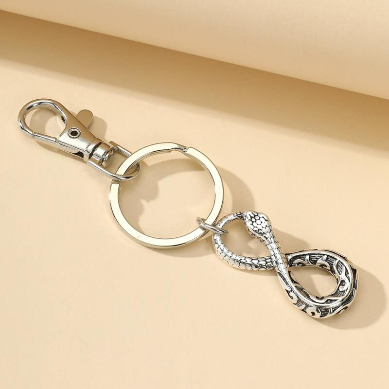

Snake Charm Keychain, Antique silver