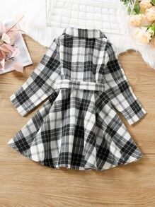 Toddler Girls Plaid Belted Shirt Dress