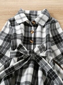 Toddler Girls Plaid Belted Shirt Dress