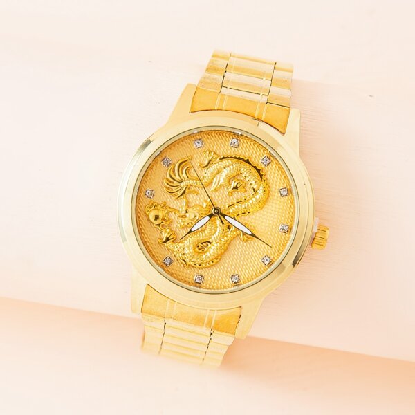 

Men Chinese Dragon Engraved Quartz Watch