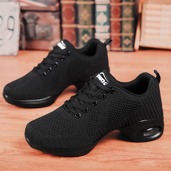 

Breathable Lace-up Front Sneakers, Black