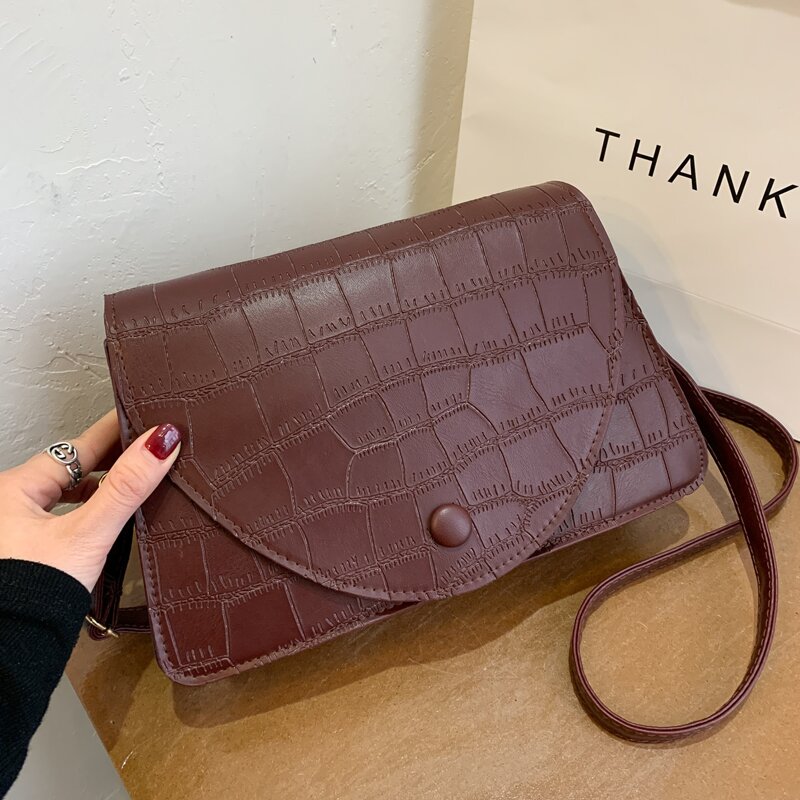 

Croc Embossed Flap Crossbody Bag, Brown