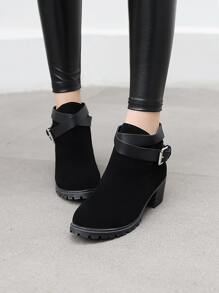 Botines con diseño con hebilla grueso - Negro - Ver 2