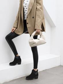 Botines con diseño con hebilla grueso - Negro - Ver 5