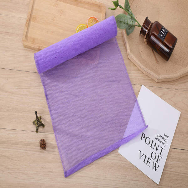 

1pc Solid Color Exfoliating Bath Towel, Purple