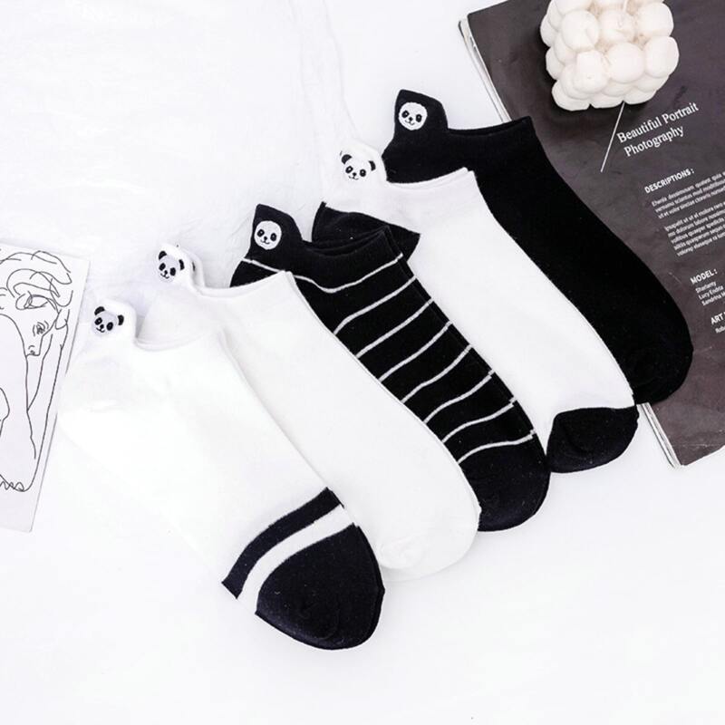 

5pairs Panda Graphic Ankle Socks, Multicolor