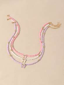 女孩3入組蝴蝶裝飾串珠項鏈