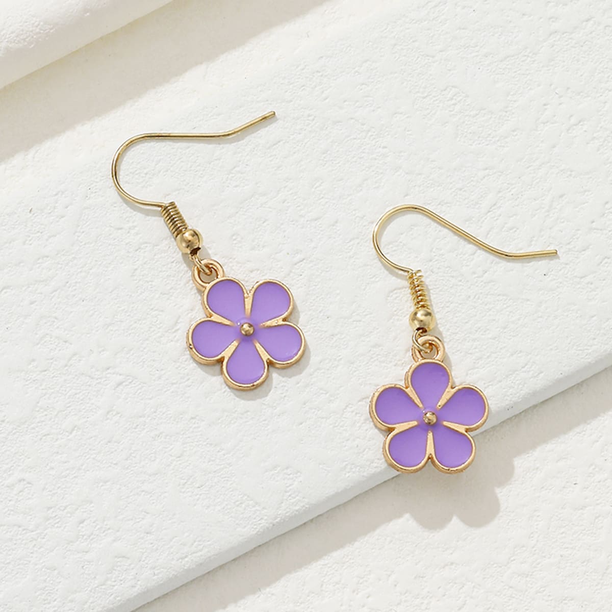 

Floral Drop Earrings, Purple