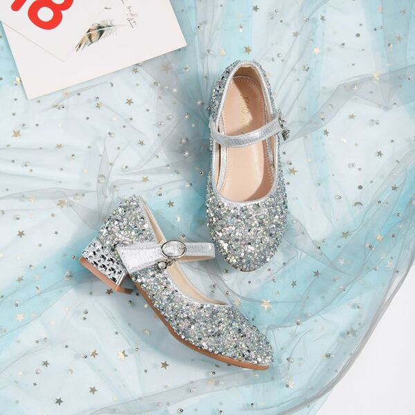 

Toddler Girls Rhinestone Decor Mary Jane Flats, Silver