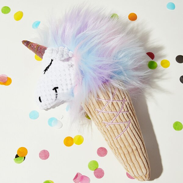 

1pc Ice Cream Shaped Pet Plush Toy, Multicolor