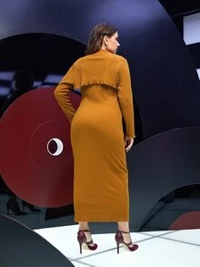 Mulvari Vestido con botón delantero con top súper corto - Marrón - Ver 2